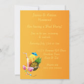 熱帯カクテルのプールを囲んでのパーティ 招待状 (裏面)