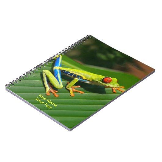 熱帯カスタマイズ雨林の緑の赤目のカエル ノートブック (左側)