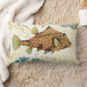 熱帯カラフルでカリブので黄色い魚および珊瑚 ランバークッション (ブランケット)