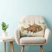 熱帯カラフルでカリブので黄色い魚および珊瑚 ランバークッション (椅子)