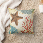 熱帯カラフルでカリブのなヒトデおよび珊瑚 クッション (ブランケット)