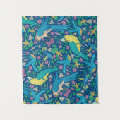 熱帯カラフルのエキゾチックな鳥花のパターン タペストリー (正面)