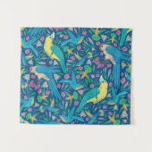 熱帯カラフルのエキゾチックな鳥花のパターン タペストリー (正面(横))