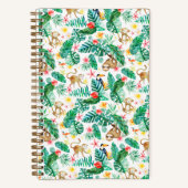 熱帯カラフルのジャングル動物のパターン ノートブック (正面)