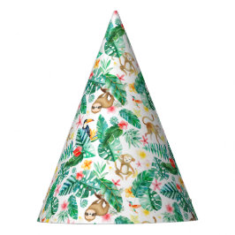 熱帯カラフルのジャングル動物のパターン パーティーハット