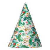 熱帯カラフルのジャングル動物のパターン パーティーハット (左)