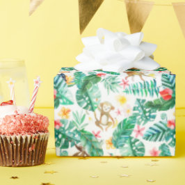 熱帯カラフルのジャングル動物のパターン ラッピングペーパー