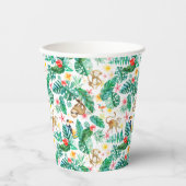 熱帯カラフルのジャングル動物のパターン 紙コップ (正面)