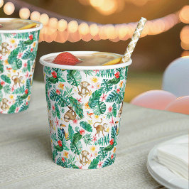 熱帯カラフルのジャングル動物のパターン 紙コップ