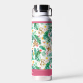 熱帯カラフルのジャングル生パーソナライズされた物 ウォーターボトル (背面)