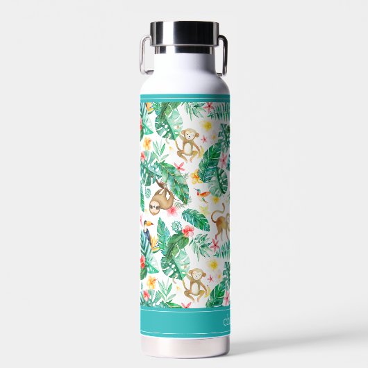 熱帯カラフルのジャングル生パーソナライズされた物 ウォーターボトル (正面)