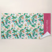 熱帯カラフルのジャングル生パーソナライズされた物 ビーチタオル (正面)