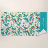 熱帯カラフルのジャングル生パーソナライズされた物 ビーチタオル (正面)