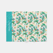 熱帯カラフルのジャングル生パーソナライズされた物 フリースブランケット (正面(横))