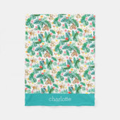 熱帯カラフルのジャングル生パーソナライズされた物 フリースブランケット (正面)