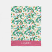 熱帯カラフルのジャングル生パーソナライズされた物 フリースブランケット (正面)