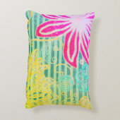 熱帯カラフルのストライプ花模様 アクセントクッション (裏面(縦))