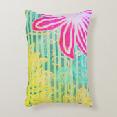 熱帯カラフルのストライプ花模様 アクセントクッション (正面(垂直))