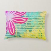 熱帯カラフルのストライプ花模様 アクセントクッション (裏面)