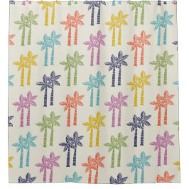 熱帯カラフルのヤシの木のパターン シャワーカーテン