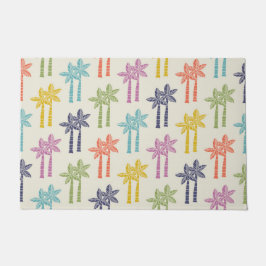 熱帯カラフルのヤシの木のパターン ドアマット