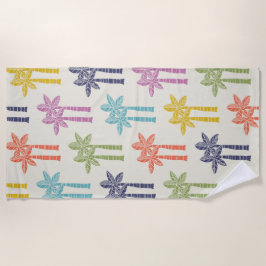 熱帯カラフルのヤシの木のパターン ビーチタオル