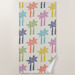 熱帯カラフルのヤシの木のパターン ビーチタオル