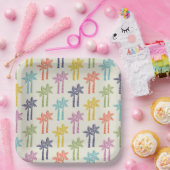 熱帯カラフルのヤシの木のパターン ペーパープレート (パーティー)