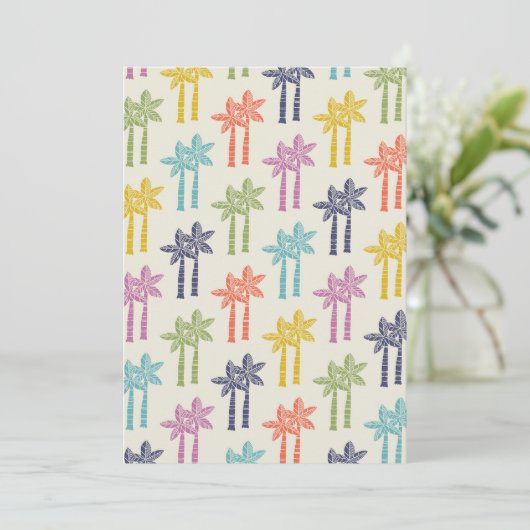 熱帯カラフルのヤシの木のパターン 招待状 (スタンド正面)