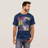 熱帯カラフルのヤシの木のパターン Tシャツ (正面フル)