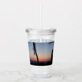 熱帯カラフルの夕日 アクリルタンブラー