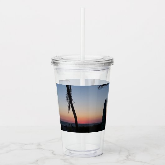 熱帯カラフルの夕日 アクリルタンブラー (正面)