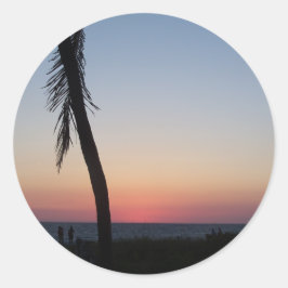 熱帯カラフルの夕日 ラウンドシール