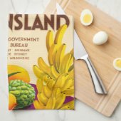 熱帯カラフルの果実と花 キッチンタオル (四つ折り)