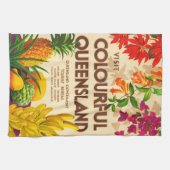 熱帯カラフルの果実と花 キッチンタオル (横)