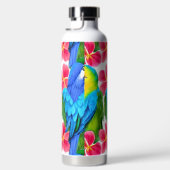 熱帯カラフルの花が咲くオウム ウォーターボトル (右面)