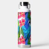 熱帯カラフルの花が咲くオウム ウォーターボトル (正面)