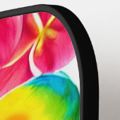 熱帯カラフルの花が咲くオウム ピックルボールラケット (左詳細)