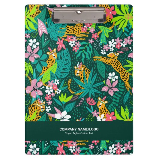 熱帯カラフルの花と動物のパターン クリップボード (正面)