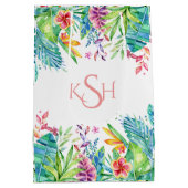 熱帯カラフルの花と葉 ミディアムペーパーバッグ (裏面)