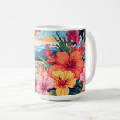 熱帯カラフルの花と風景 コーヒーマグカップ (正面右)