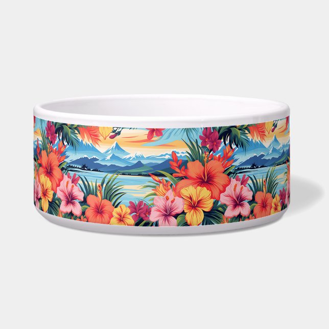 熱帯カラフルの花と風景 ボウル (正面)