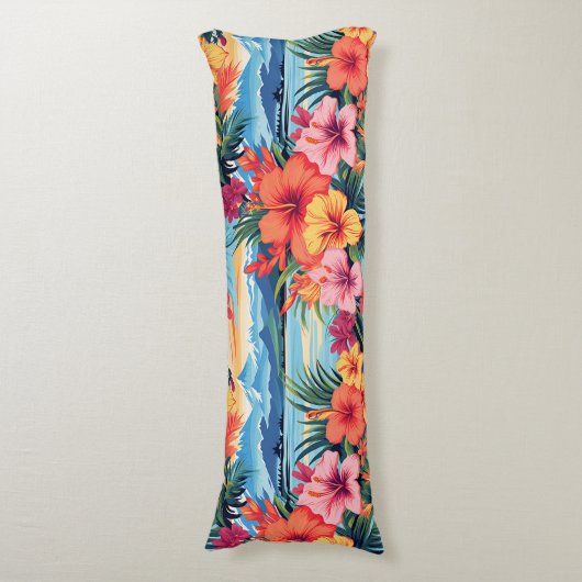 熱帯カラフルの花と風景 ボディピロー (正面縦)