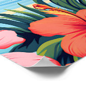 熱帯カラフルの花と風景 ポスター (角)