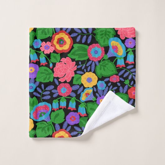 熱帯カラフルの花の花の夏パターン バスタオルセット (ウォッシュタオル)