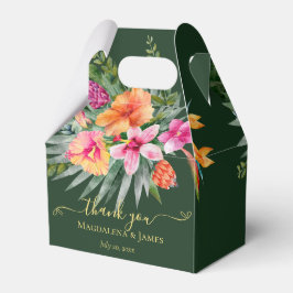熱帯カラフルの花ピンクのオレンジ色の緑 フェイバーボックス