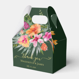 熱帯カラフルの花ピンクのオレンジ色の緑 フェイバーボックス