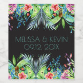 熱帯カラフルの花私たちの結婚記念日 ワインラベル (シングルラベル)