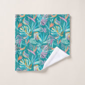 熱帯カラフルの花葉柄 バスタオルセット (ウォッシュタオル)