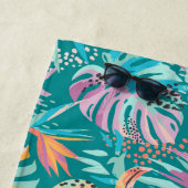 熱帯カラフルの花葉柄 ビーチタオル (インサイチュ)